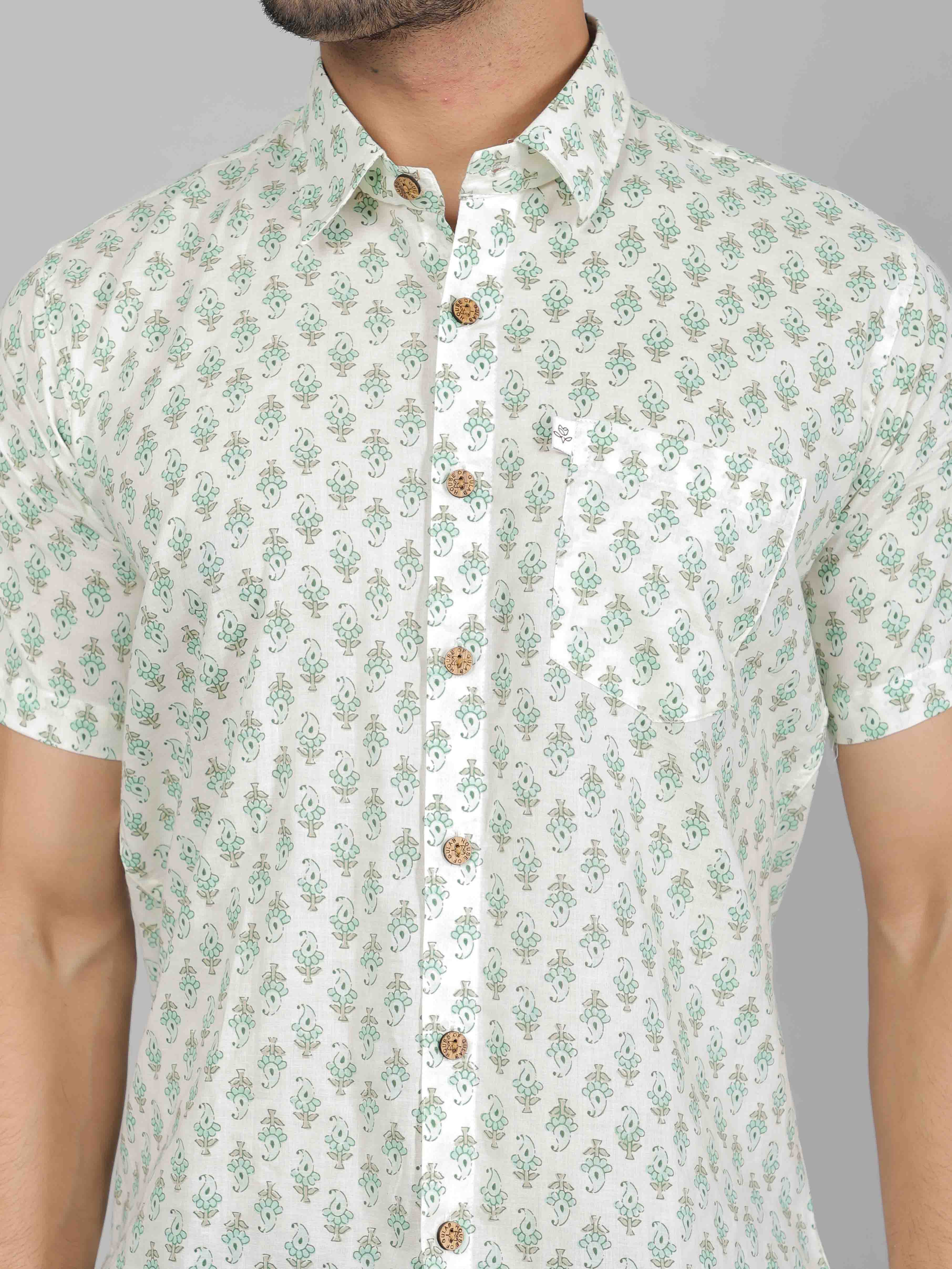 Men by House of Gulab Short Sleeves Cotton Shirt