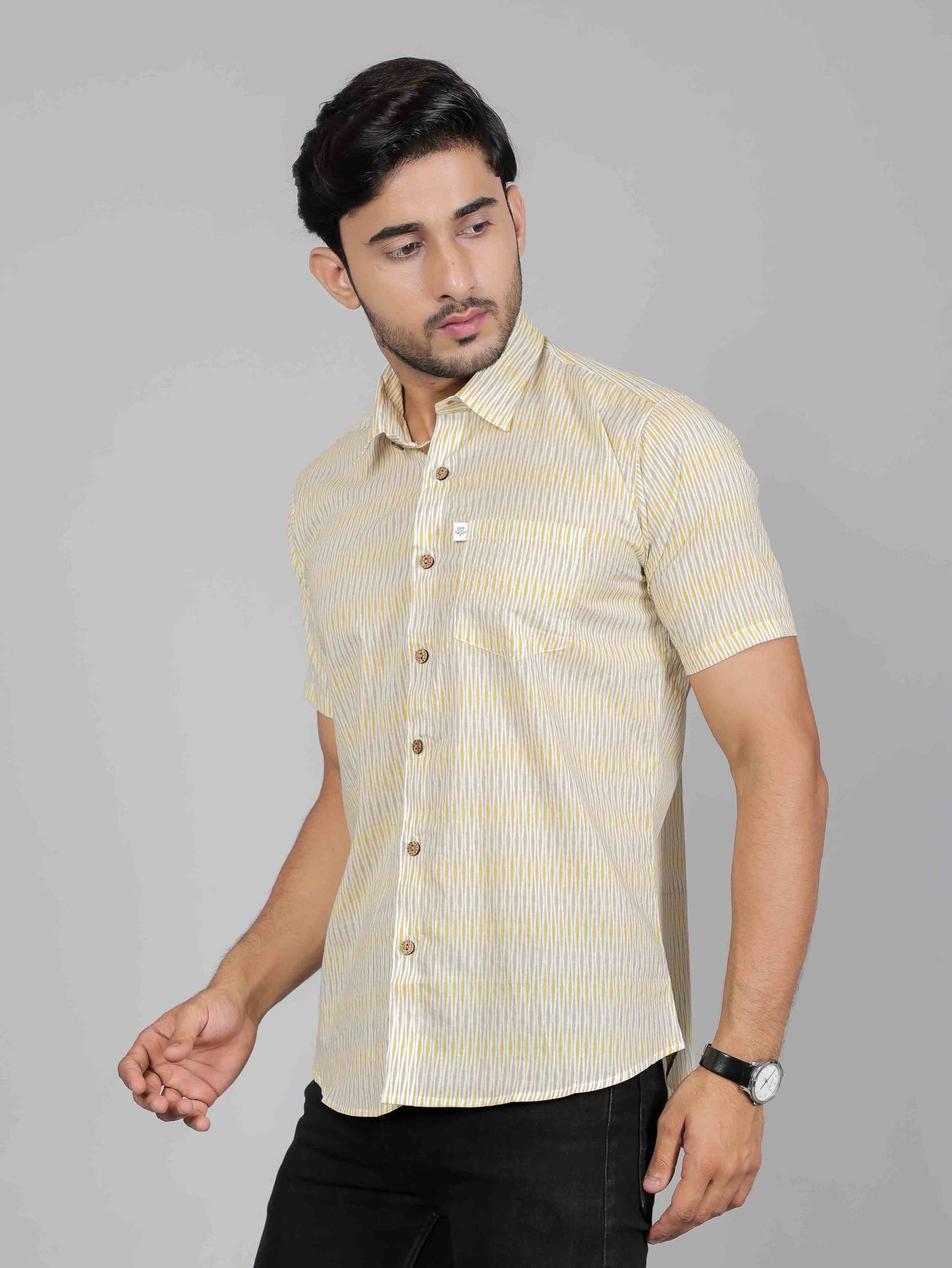 Men by House of Gulab Short Sleeves Cotton Shirt