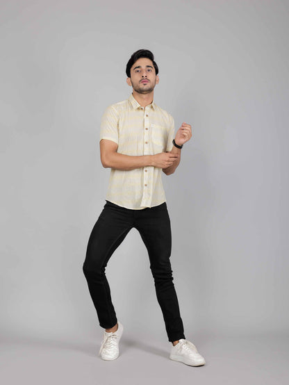 Men by House of Gulab Short Sleeves Cotton Shirt