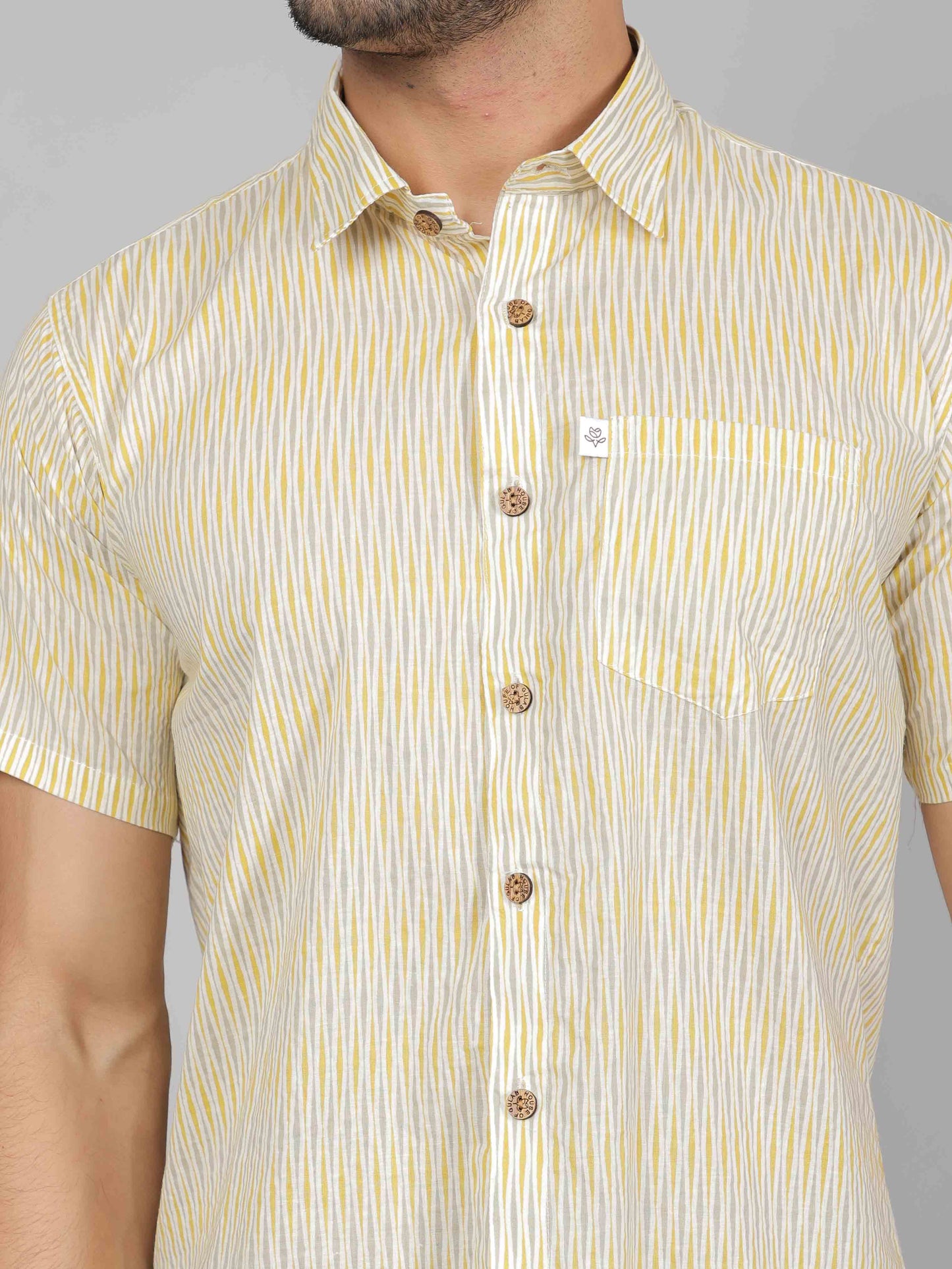 Men by House of Gulab Short Sleeves Cotton Shirt