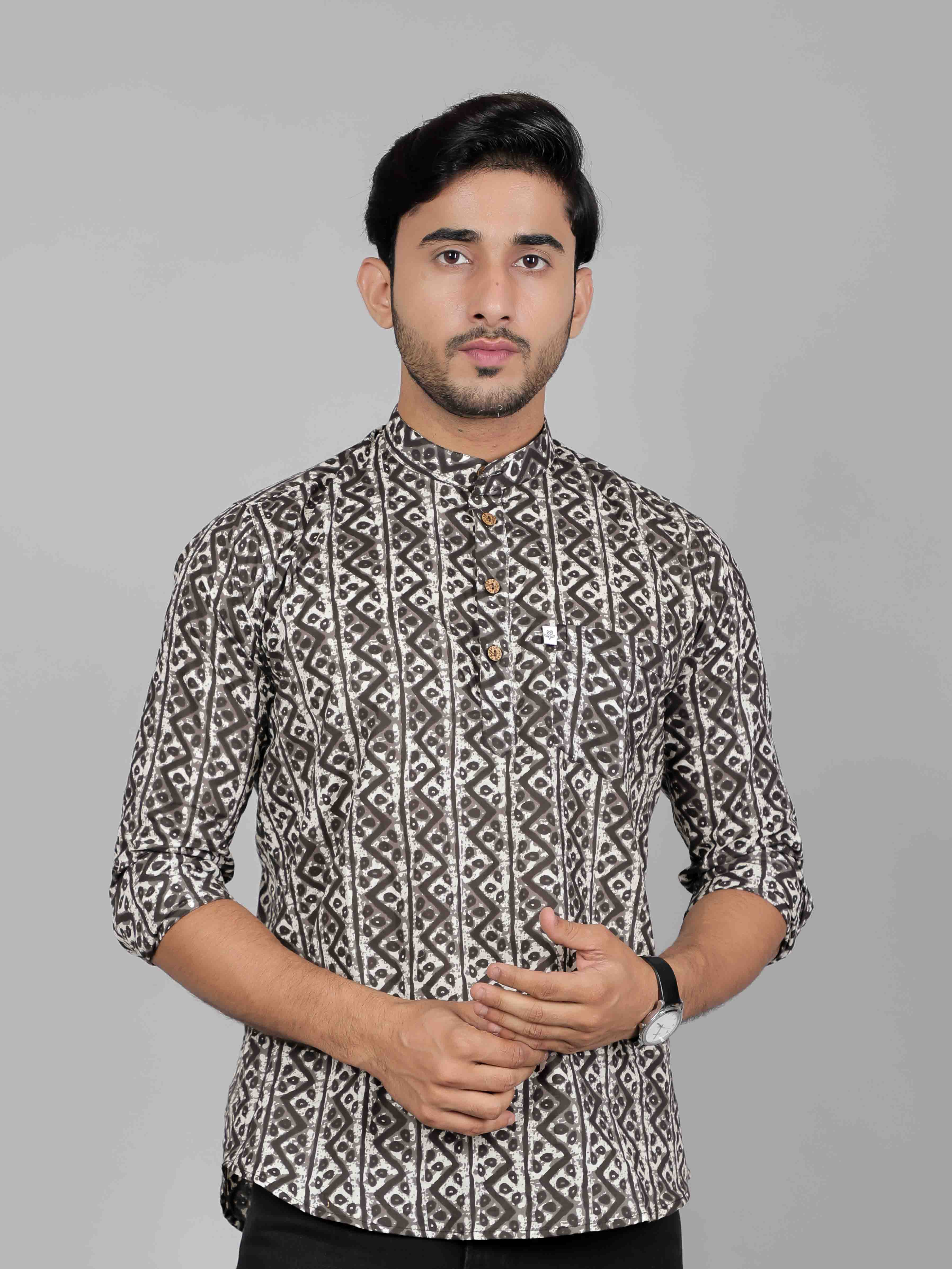 Men by House of Gulab Full Sleeves Cotton Kurta Collar Shirt