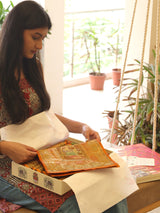 Gift Box with Banarasi Table Set with 1 Runner, 6 mats and 6 coasters