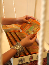 Gift Box with Banarasi Table Set with 1 Runner, 6 mats and 6 coasters