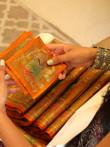 Gift Box with Banarasi Table Set with 1 Runner, 6 mats and 6 coasters