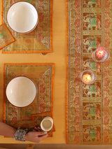 Gift Box with Banarasi Table Set with 1 Runner, 6 mats and 6 coasters
