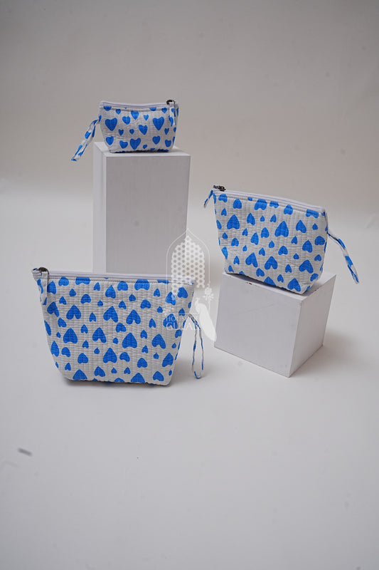 Set of 3 cosmetic bag/pouches with waterproof lining