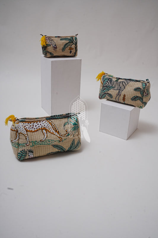 Set of 3 cosmetic bag/pouches with waterproof lining