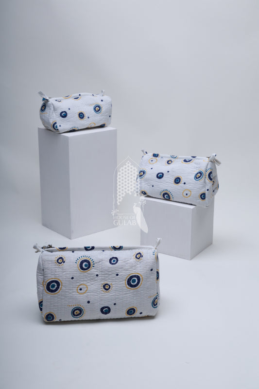 Set of 3 cosmetic bag/pouches with waterproof lining