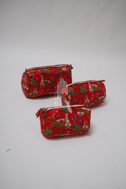 Set of 3 cosmetic bag/pouches with waterproof lining