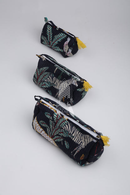 Set of 3 cosmetic bag/pouches with waterproof lining