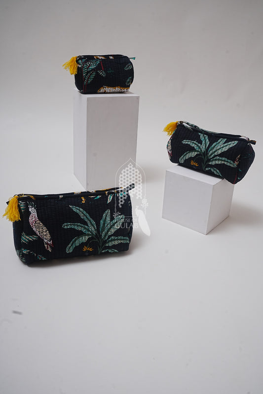 Set of 3 cosmetic bag/pouches with waterproof lining