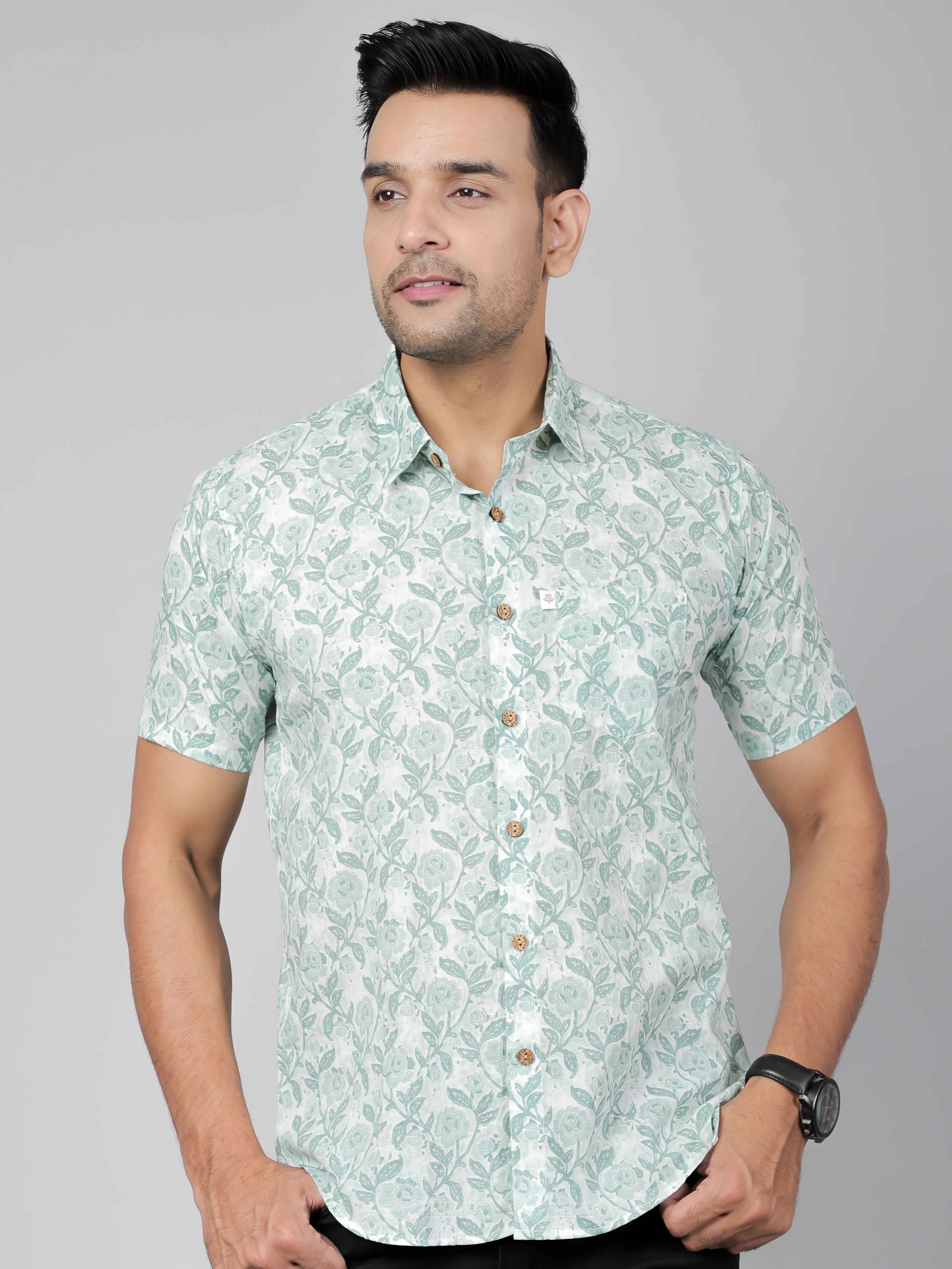 Men by House of Gulab Short Sleeves Cotton Shirt