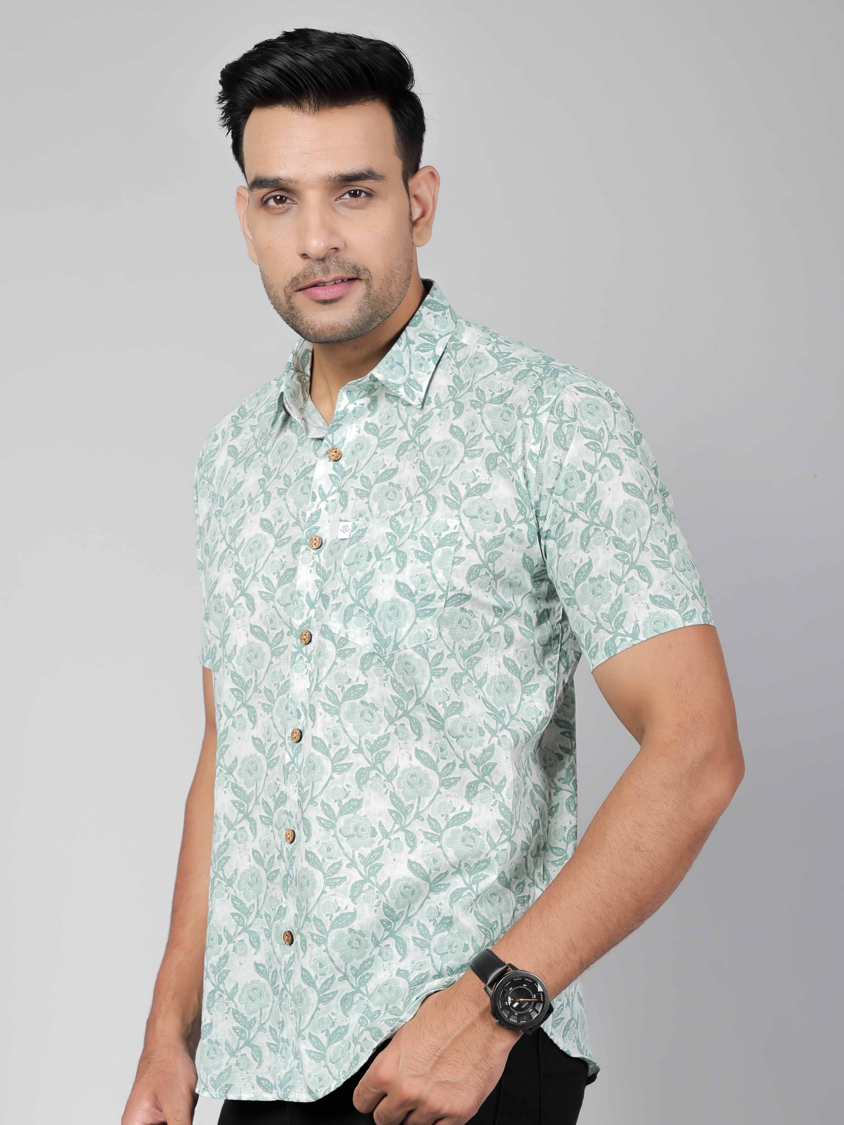 Men by House of Gulab Short Sleeves Cotton Shirt