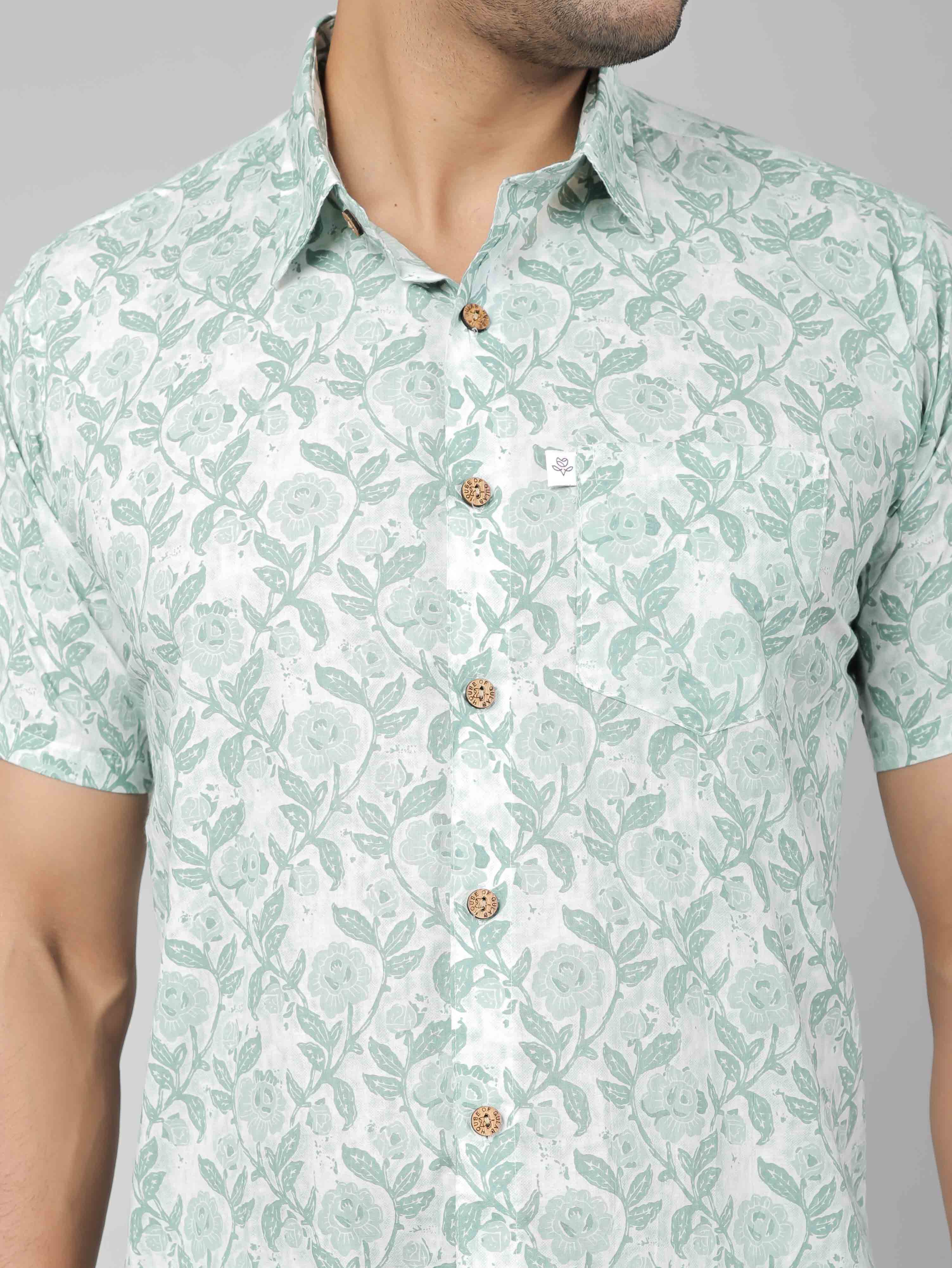 Men by House of Gulab Short Sleeves Cotton Shirt