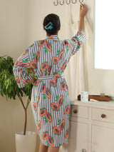 Cotton Kimono Handblock Printed Unisex Bathrobe - Free Size