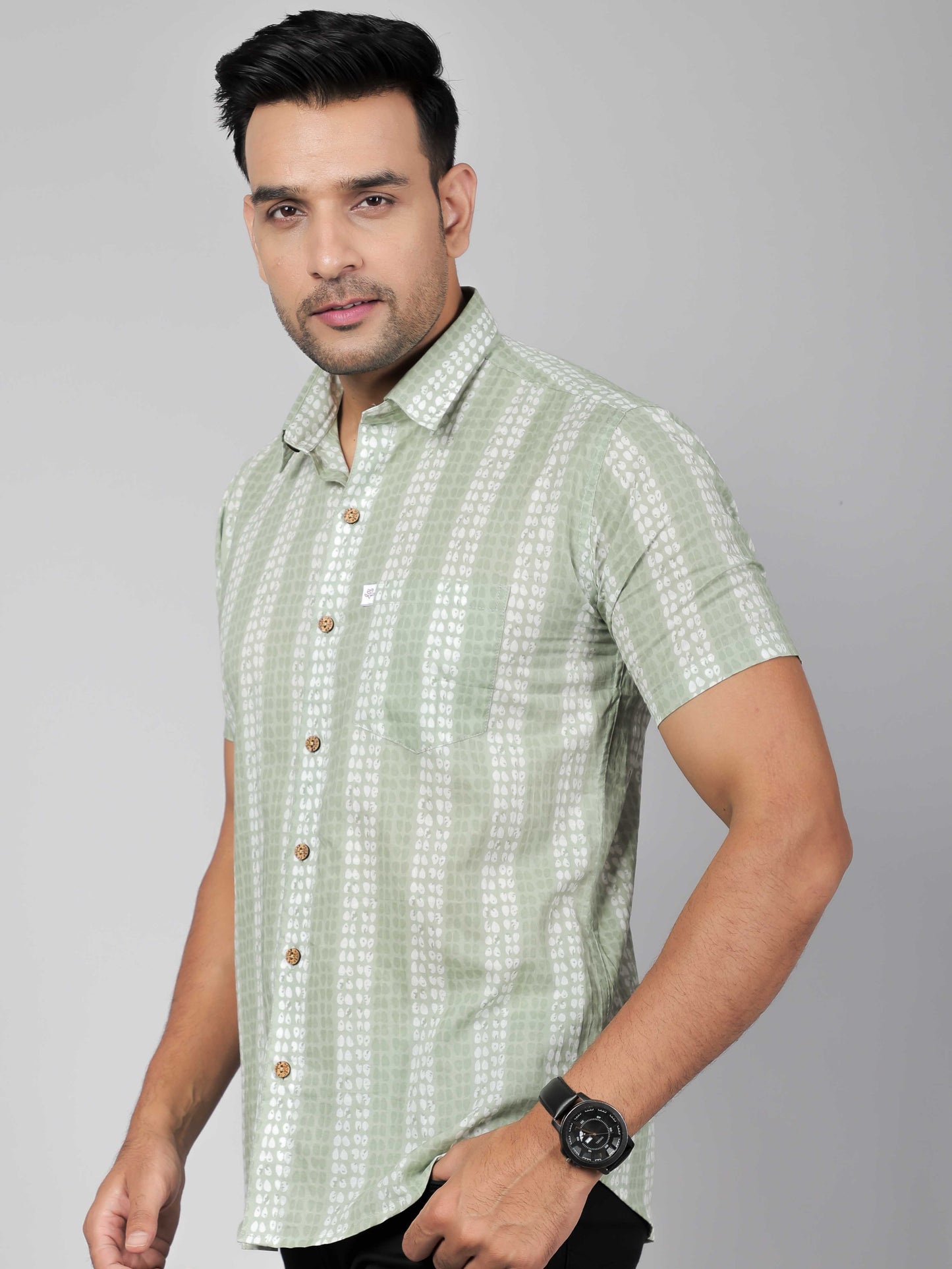 Men by House of Gulab Short Sleeves Cotton Shirt