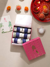 Gift Box with 6 Cotton napkin & wooden napkin rings