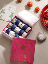 Gift Box with 6 Cotton napkin & wooden napkin rings