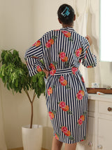 Cotton Kimono Handblock Printed Unisex Bathrobe - Free Size
