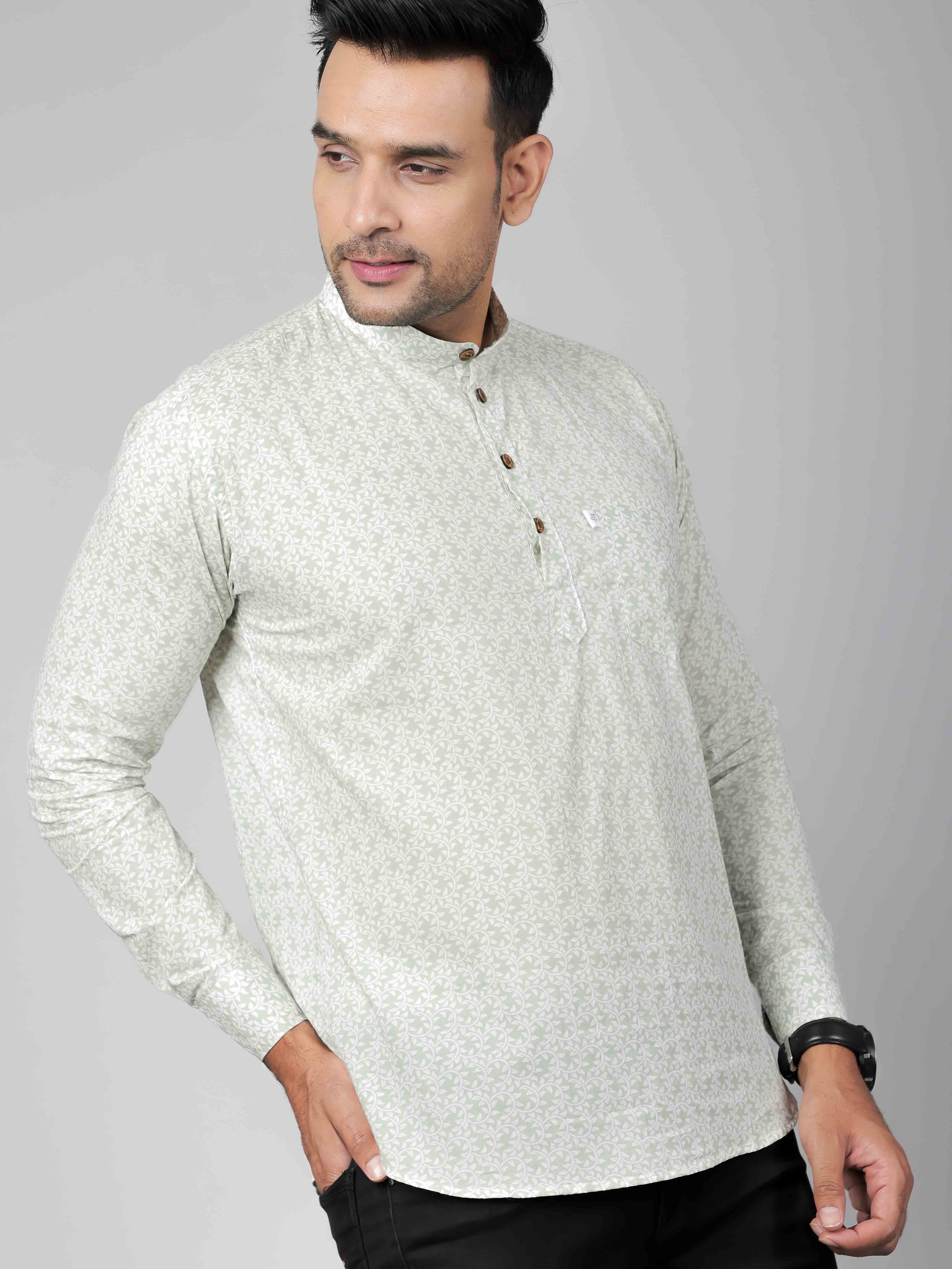 Men by House of Gulab Full Sleeves Cotton Kurta Collar Shirt