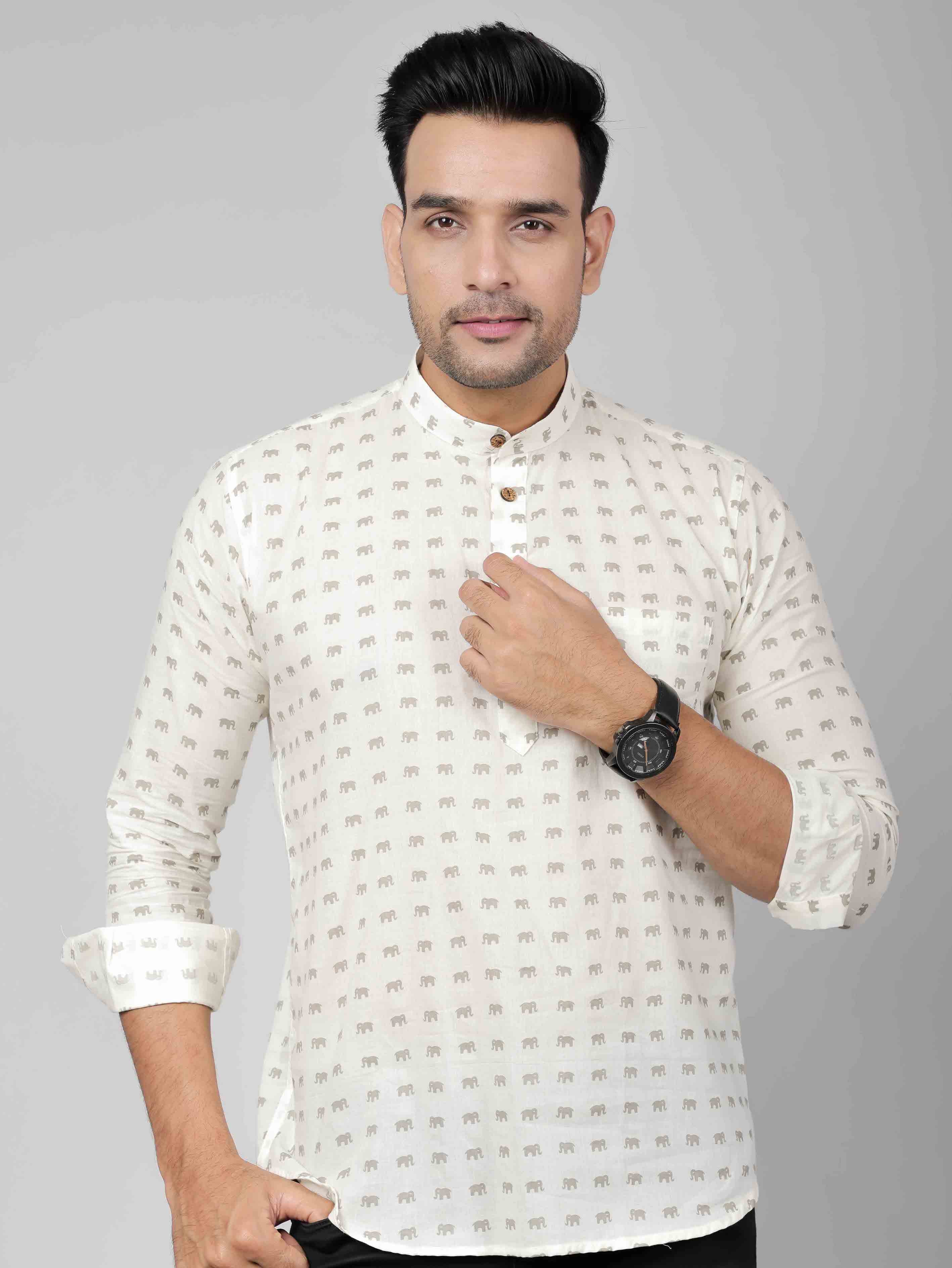 Men by House of Gulab Full Sleeves Cotton Kurta Collar Shirt