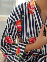 Cotton Kimono Handblock Printed Unisex Bathrobe - Free Size