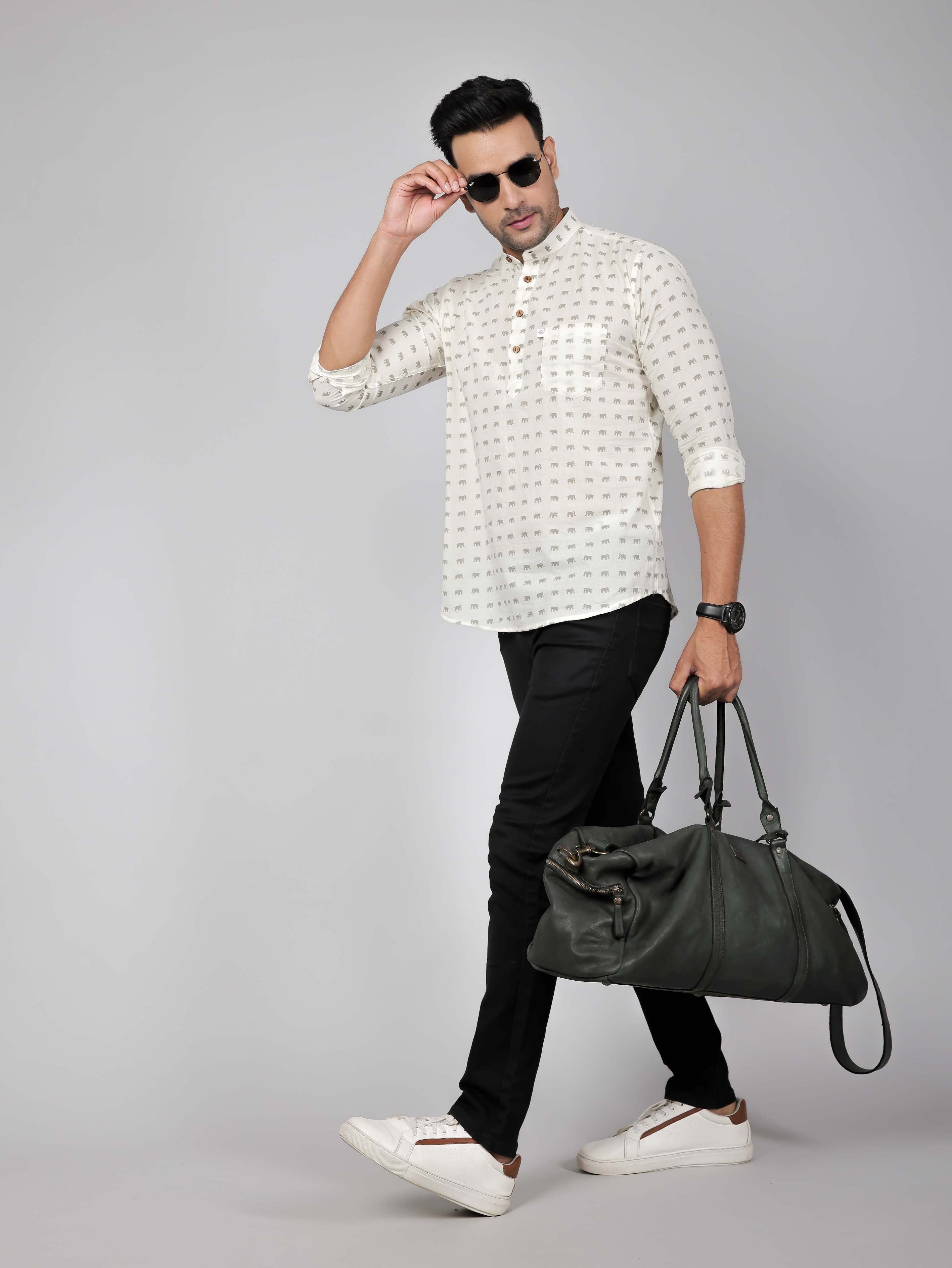 Men by House of Gulab Full Sleeves Cotton Kurta Collar Shirt