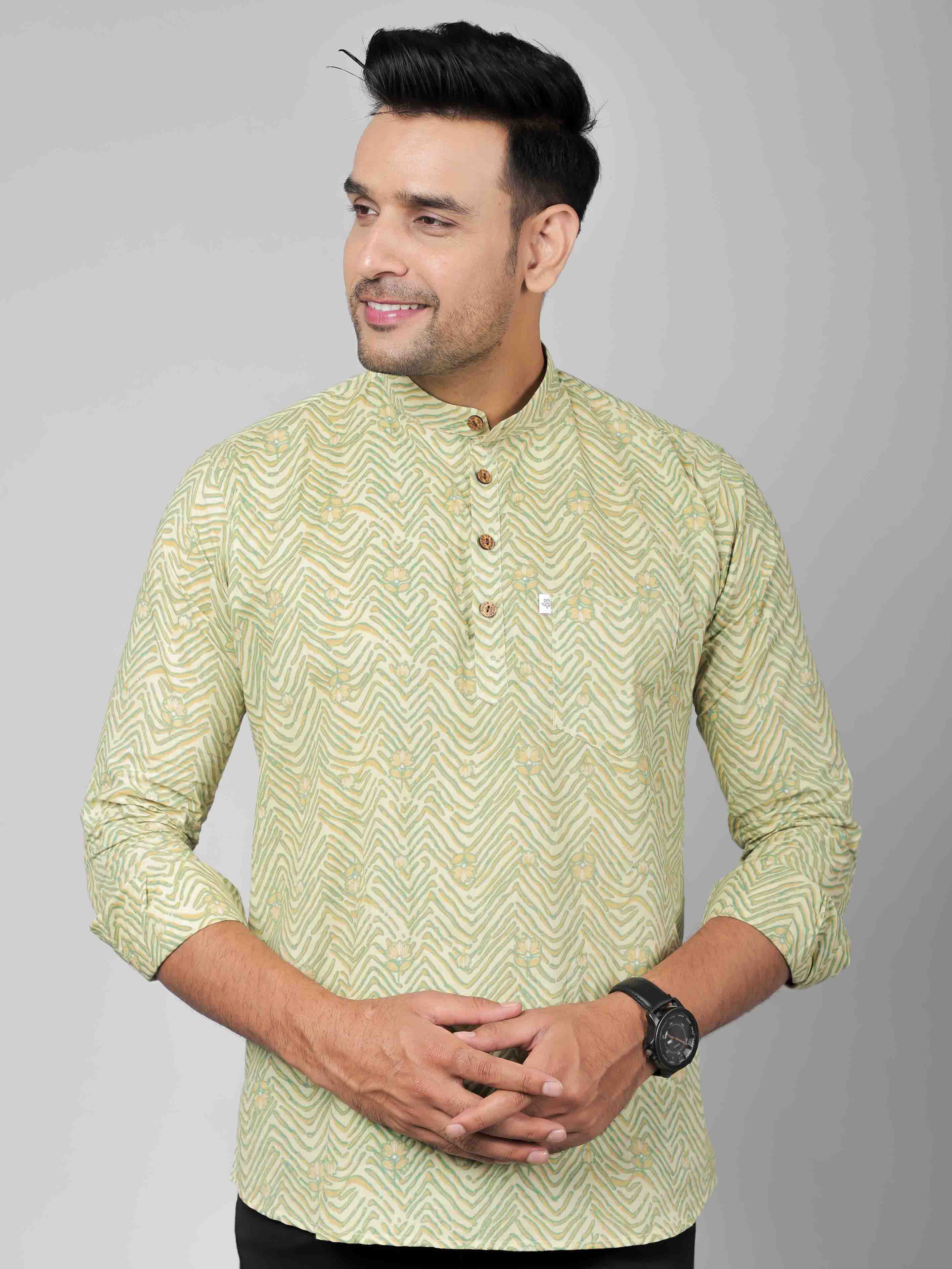Men by House of Gulab Full Sleeves Cotton Kurta Collar Shirt