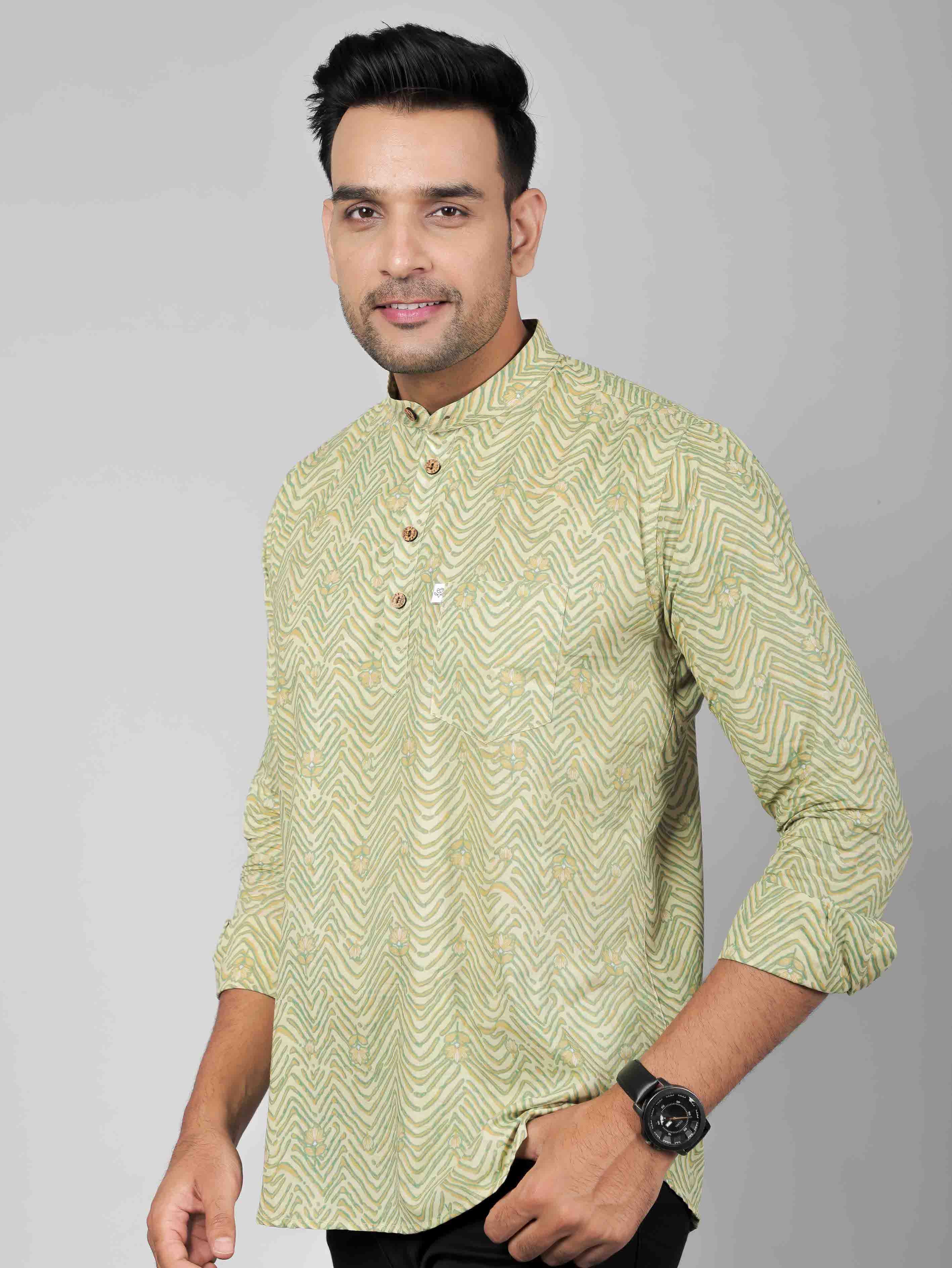 Men by House of Gulab Full Sleeves Cotton Kurta Collar Shirt