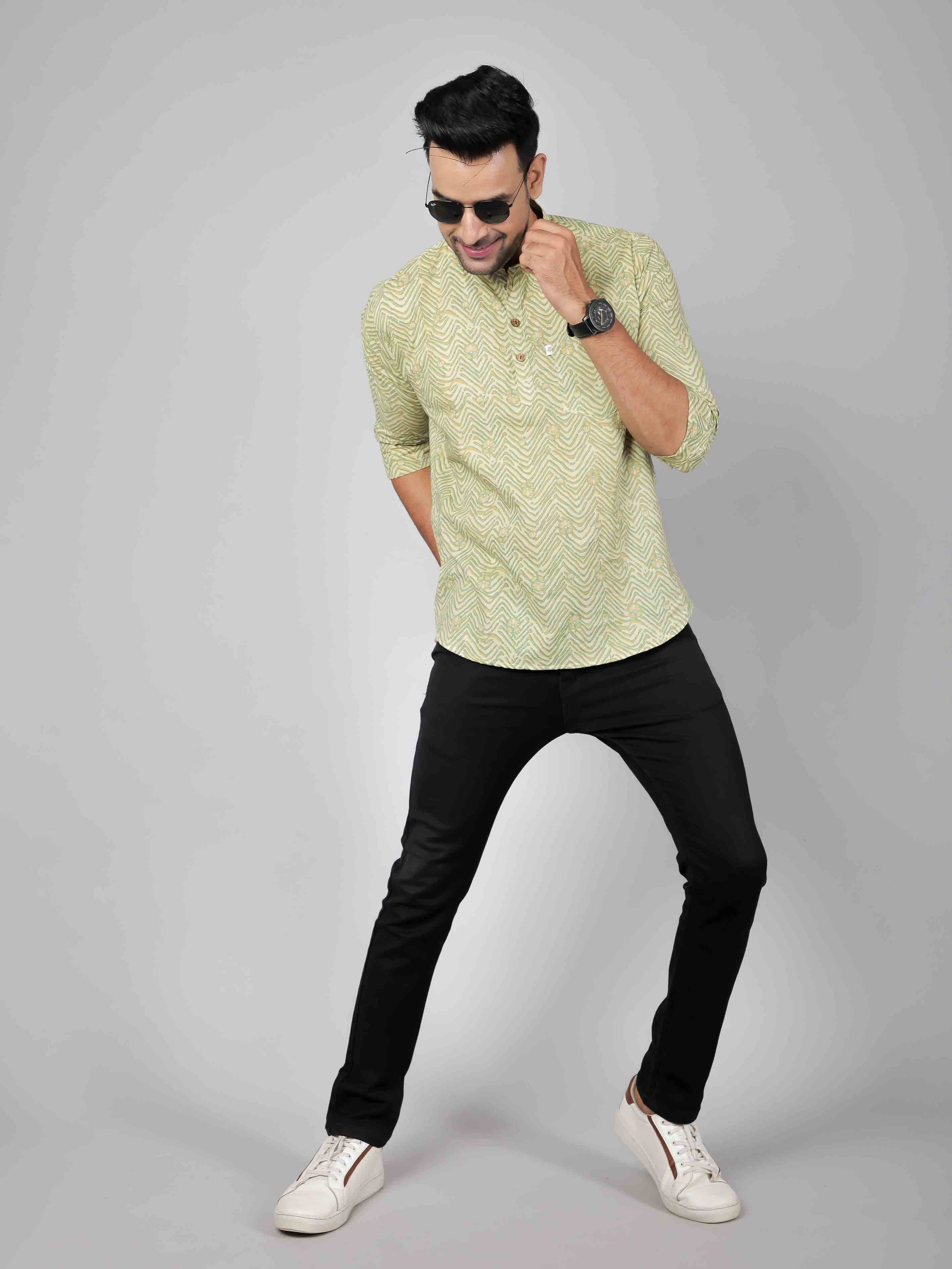Men by House of Gulab Full Sleeves Cotton Kurta Collar Shirt