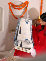 Diwali Gift Box | 1 Double Bedsheet, 1 Pair Door Hanging, 1 Metal Urli, 2 Laddoo Candles