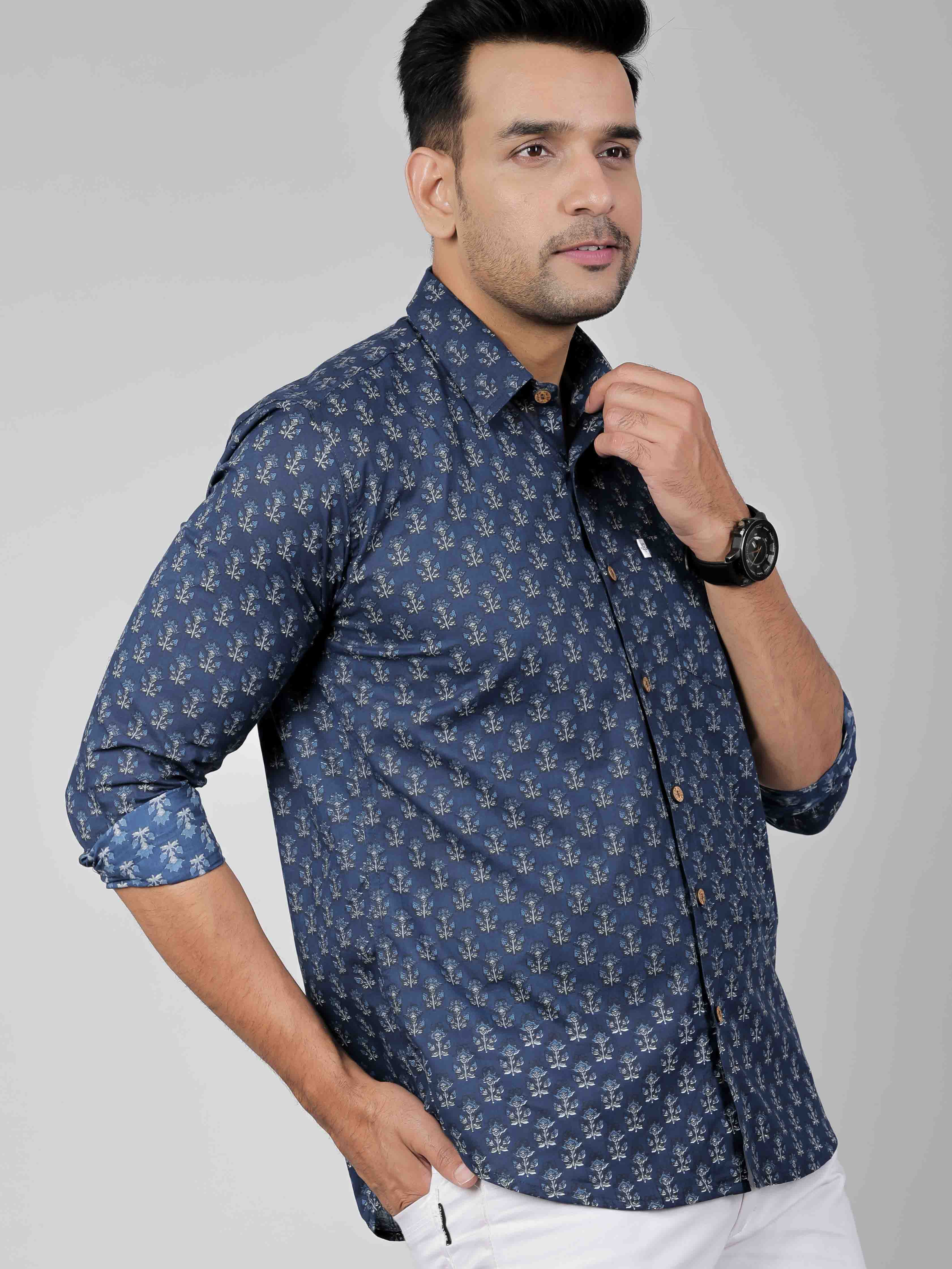 Men by House of Gulab Full  Sleeves Cotton Shirt