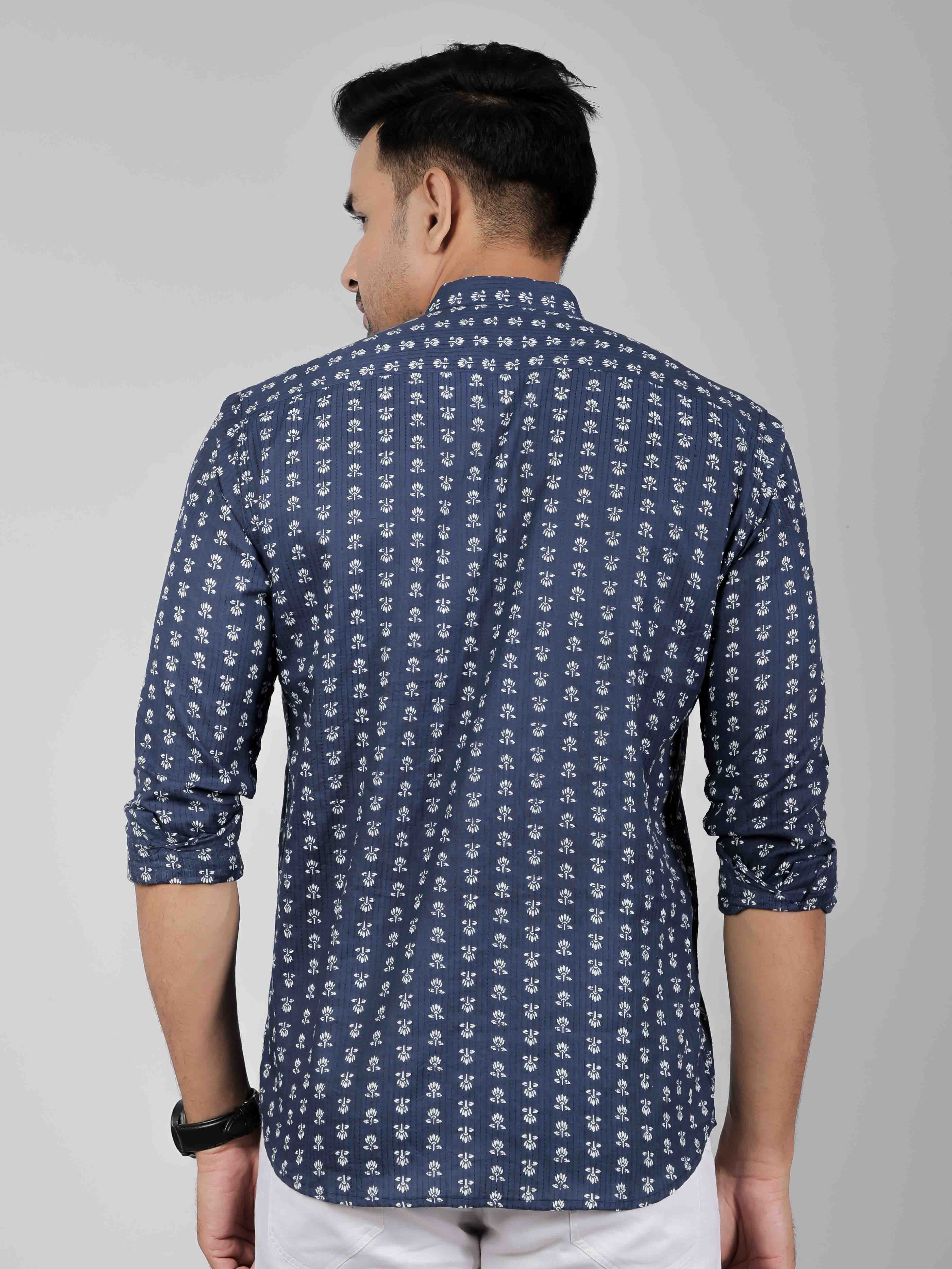 Men by House of Gulab Full Sleeves Cotton Kurta Collar Shirt