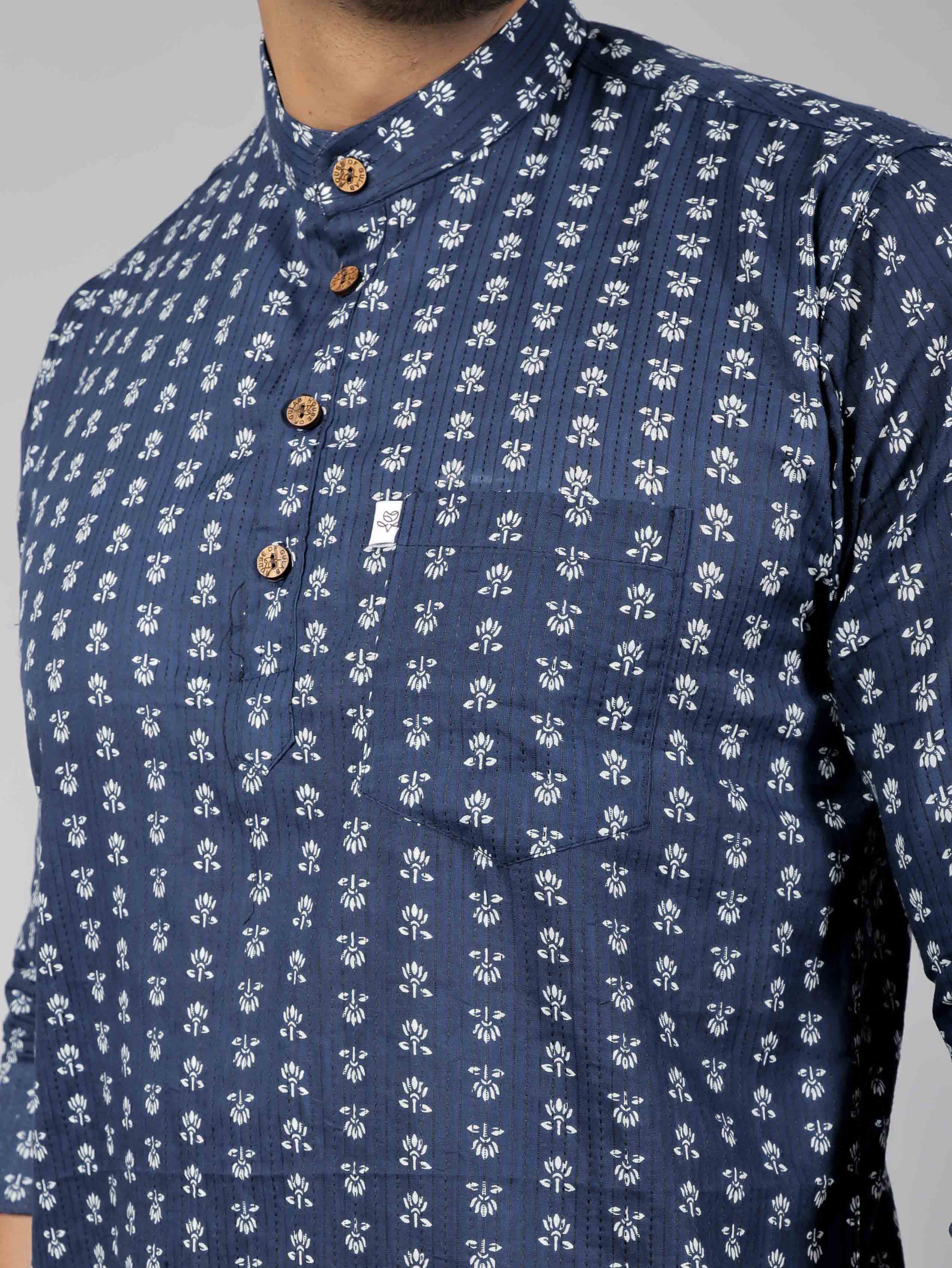 Men by House of Gulab Full Sleeves Cotton Kurta Collar Shirt
