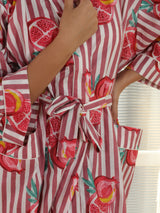 Cotton Kimono Handblock Printed Unisex Bathrobe - Free Size