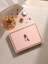 Diwali Gift Box with Banarasi Zari Table Runner, Set Of 6 Mats, 6 coaster & 2 laddoo candles