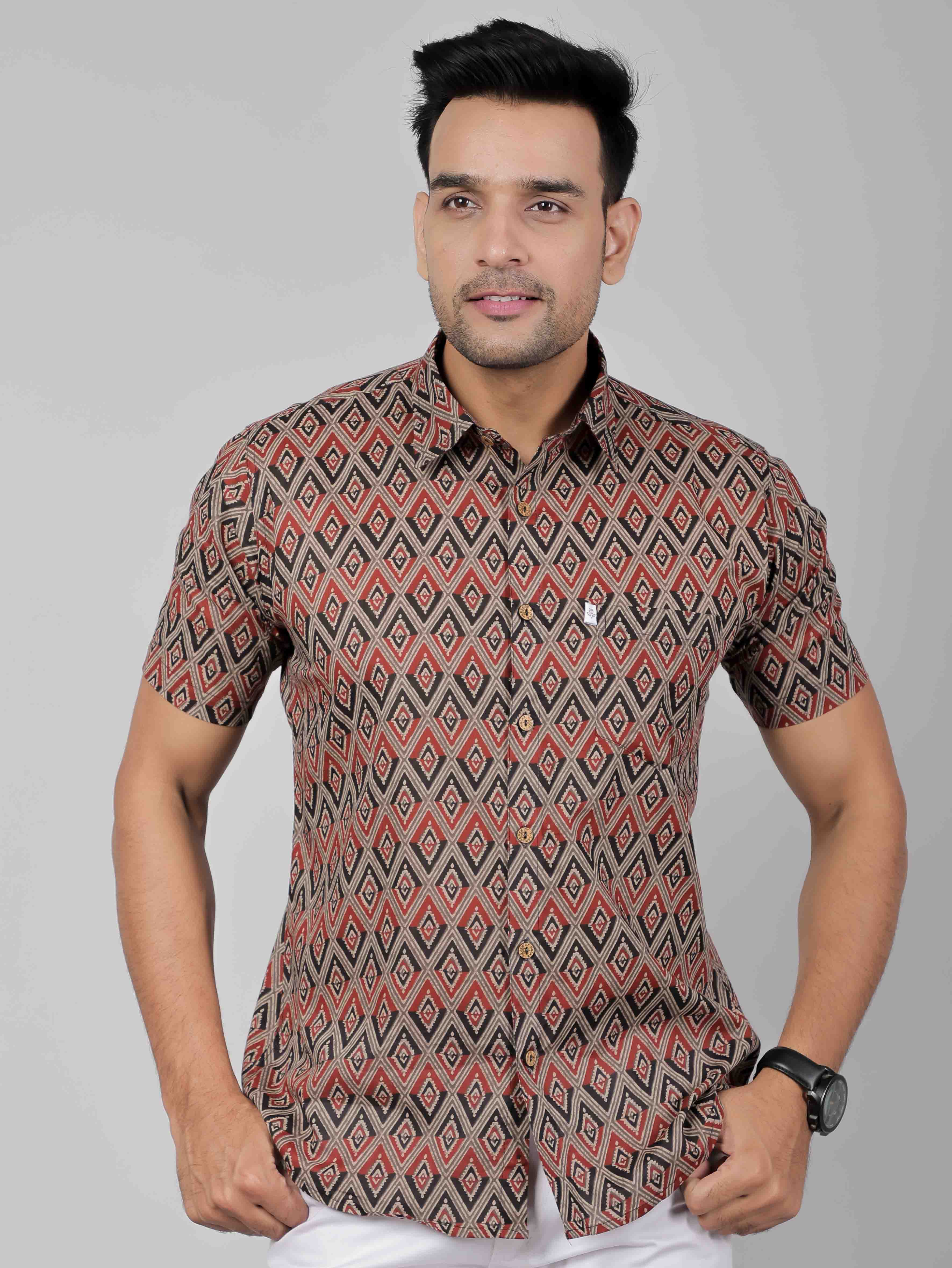 Men by House of Gulab Short Sleeves Cotton Shirt