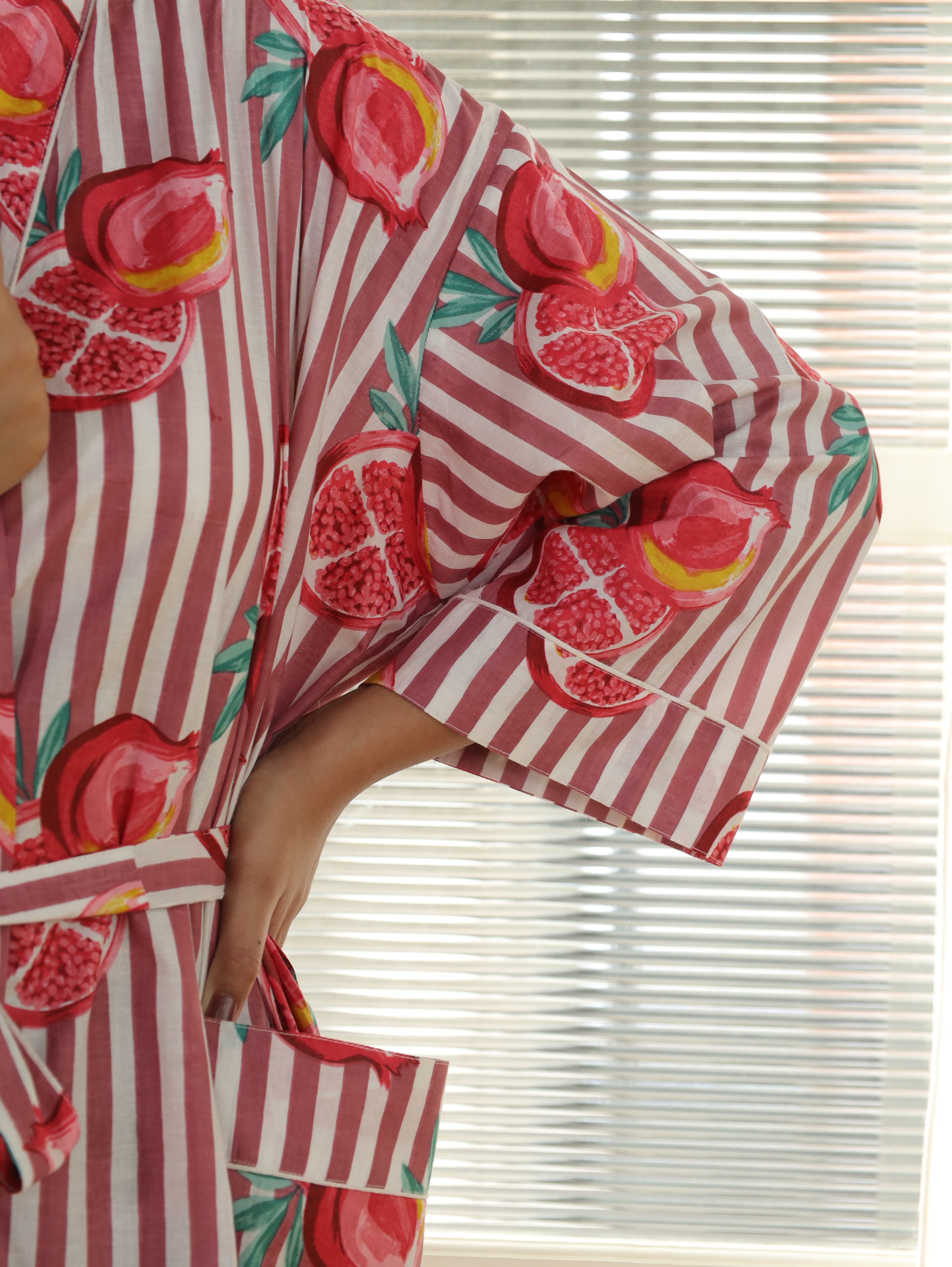 Cotton Kimono Handblock Printed Unisex Bathrobe - Free Size
