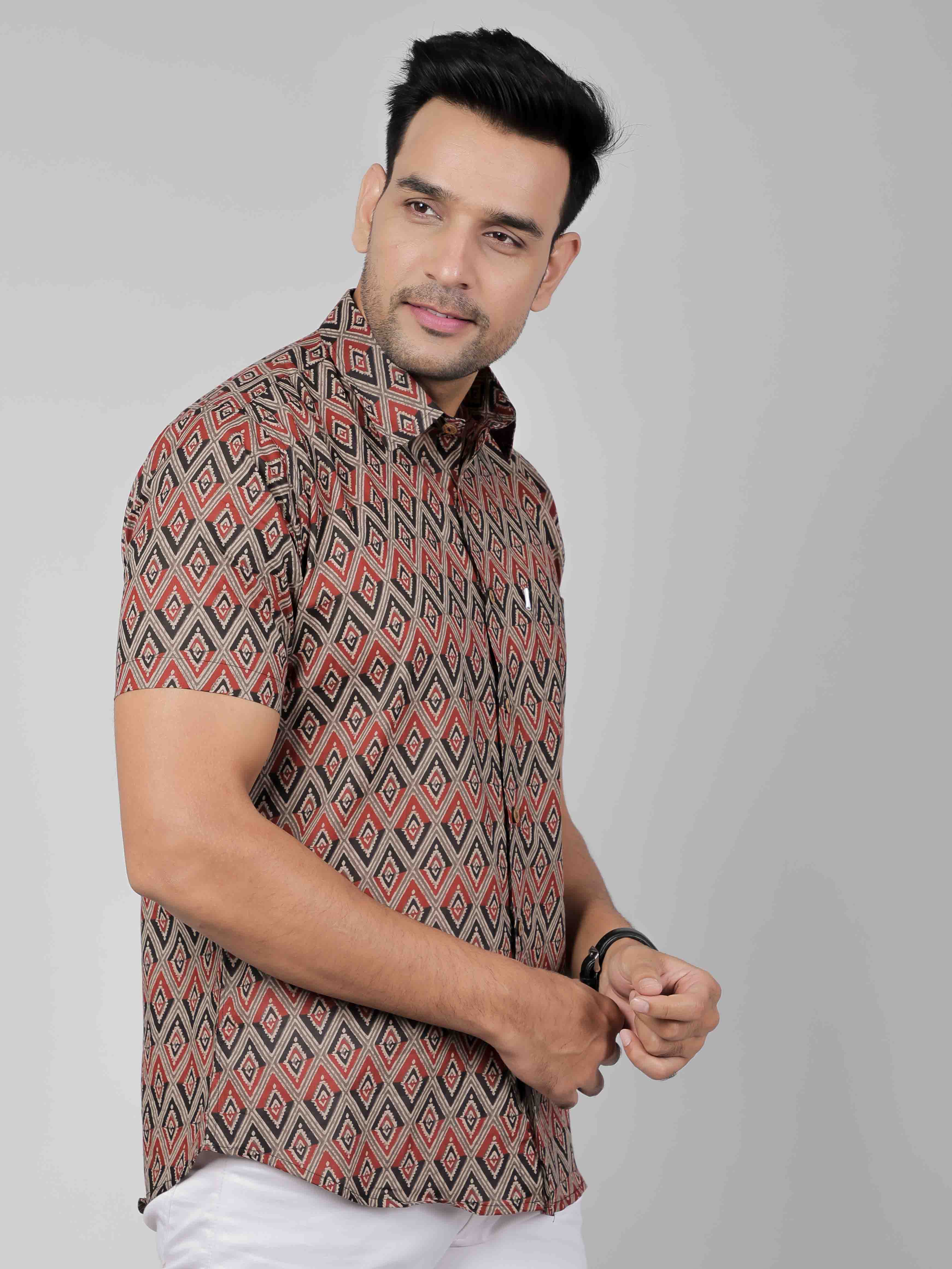 Men by House of Gulab Short Sleeves Cotton Shirt