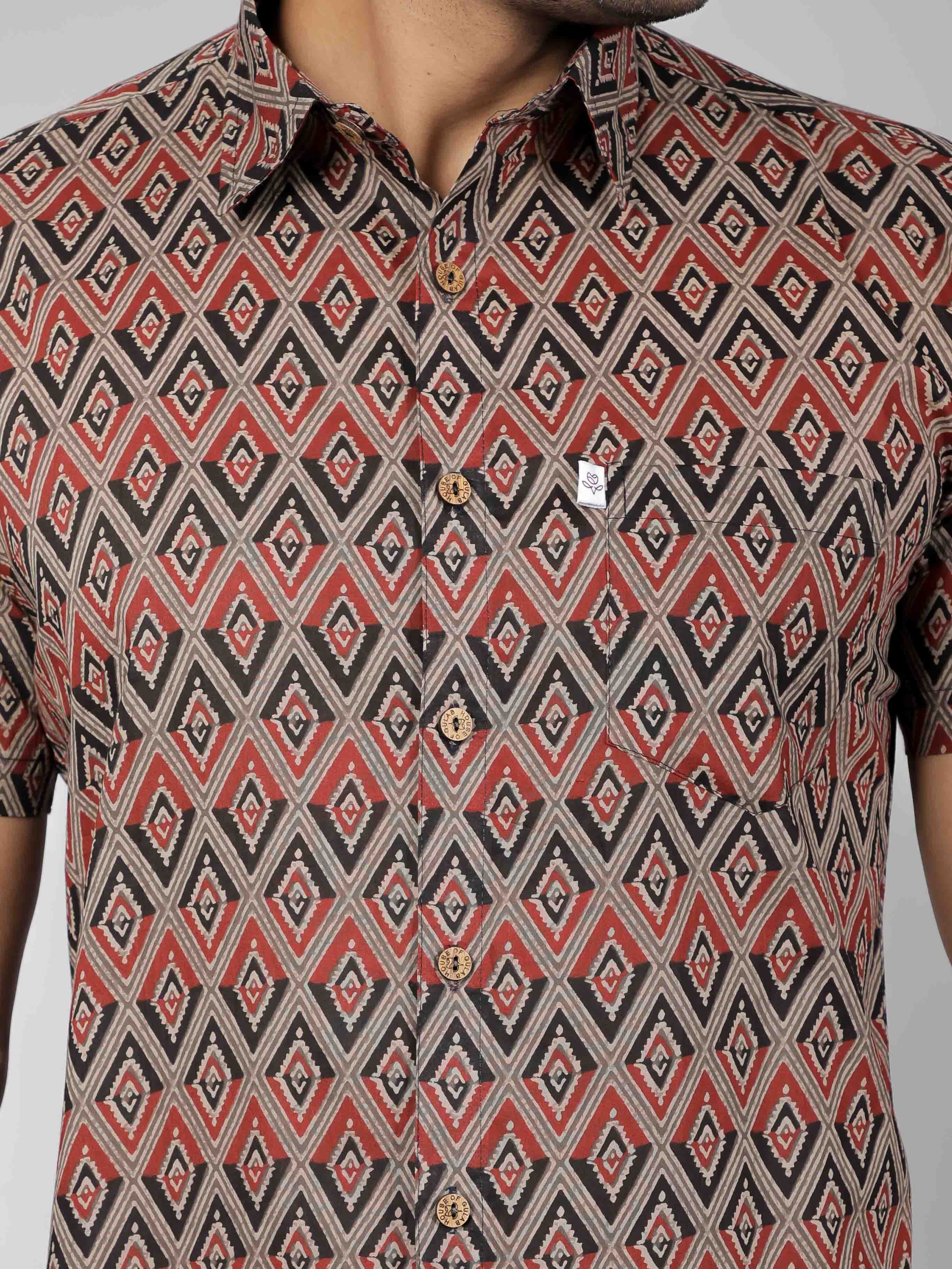 Men by House of Gulab Short Sleeves Cotton Shirt