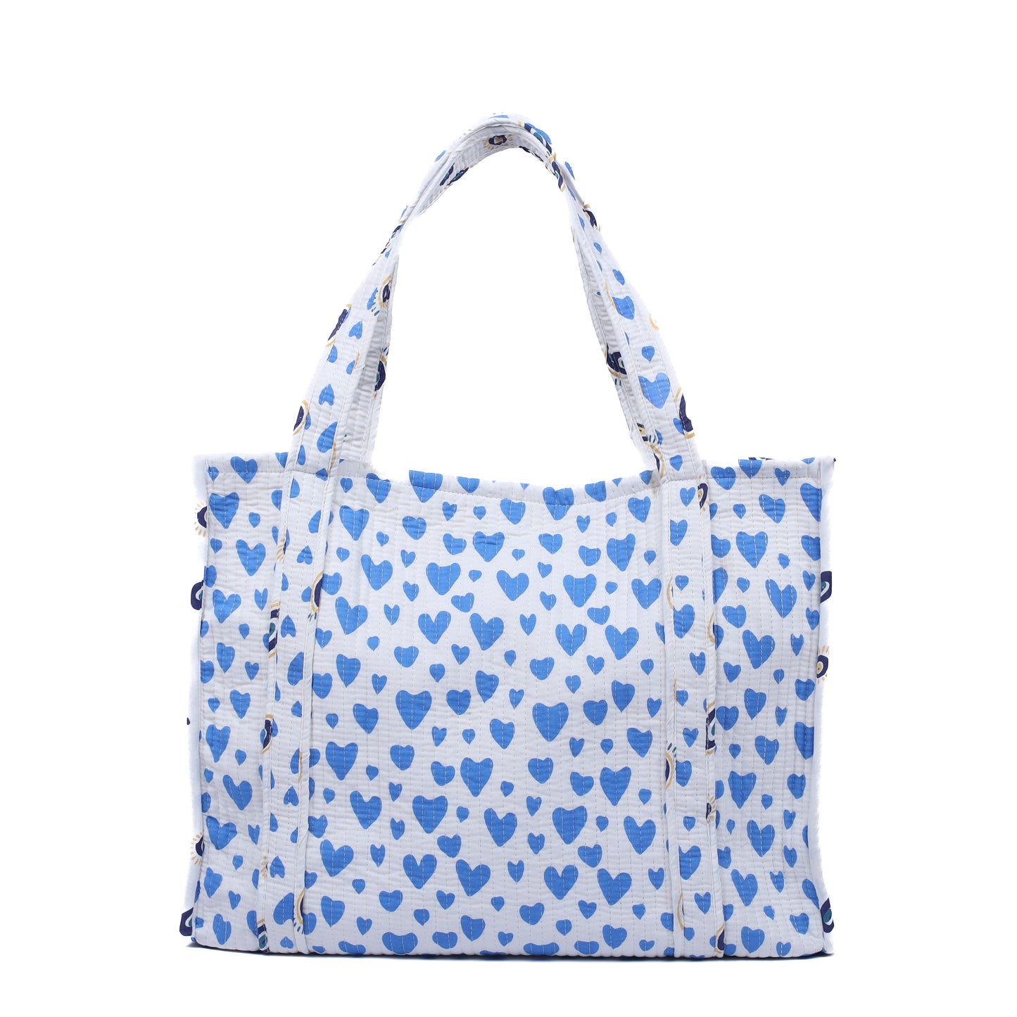 Handblock Printed Quilted Tote Bag without zip/button 17x18x 6 inches