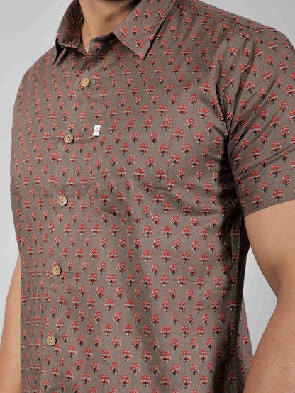 Men by House of Gulab Short Sleeves Cotton Shirt