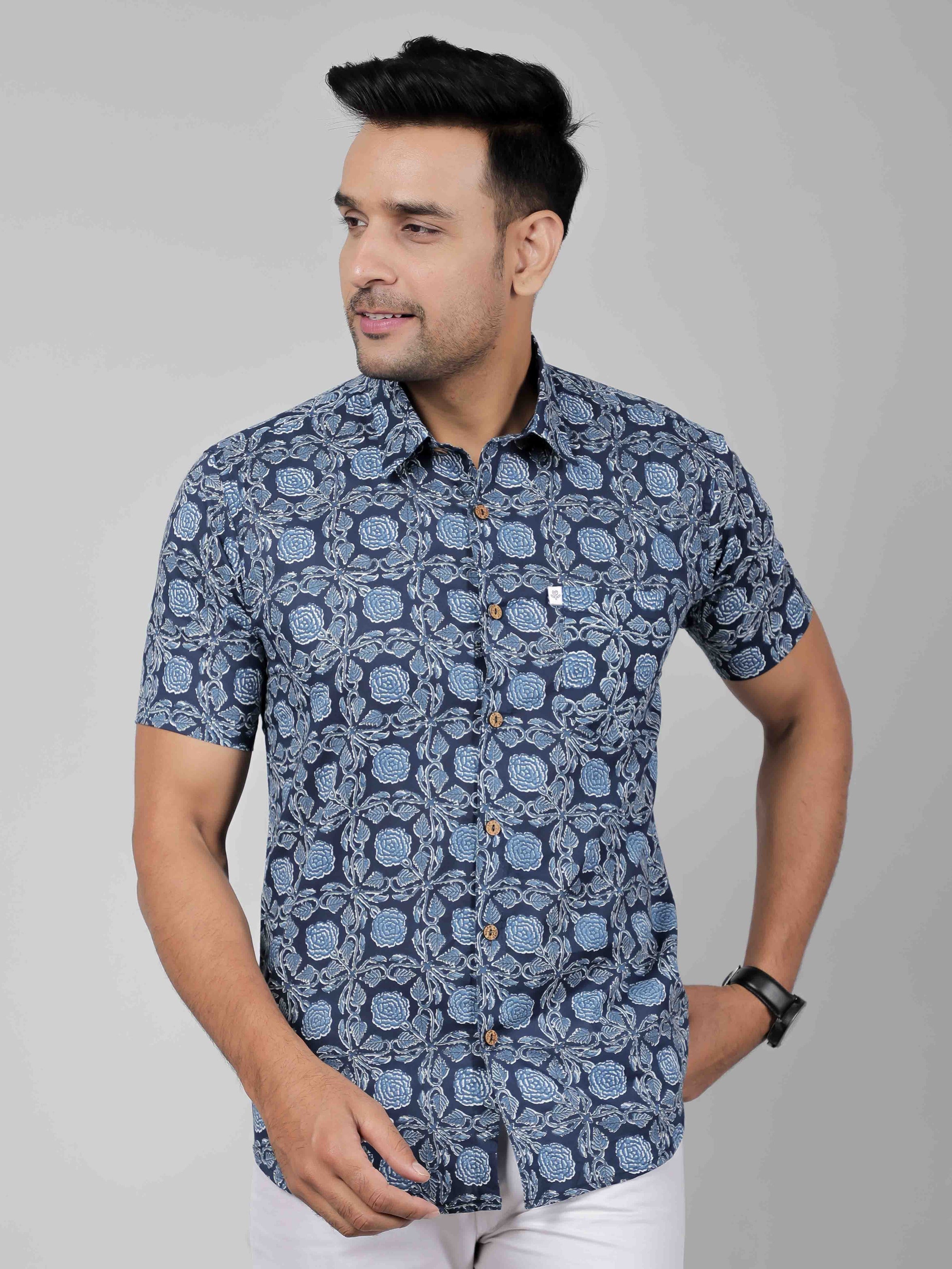 Men by House of Gulab Short Sleeves Cotton Shirt