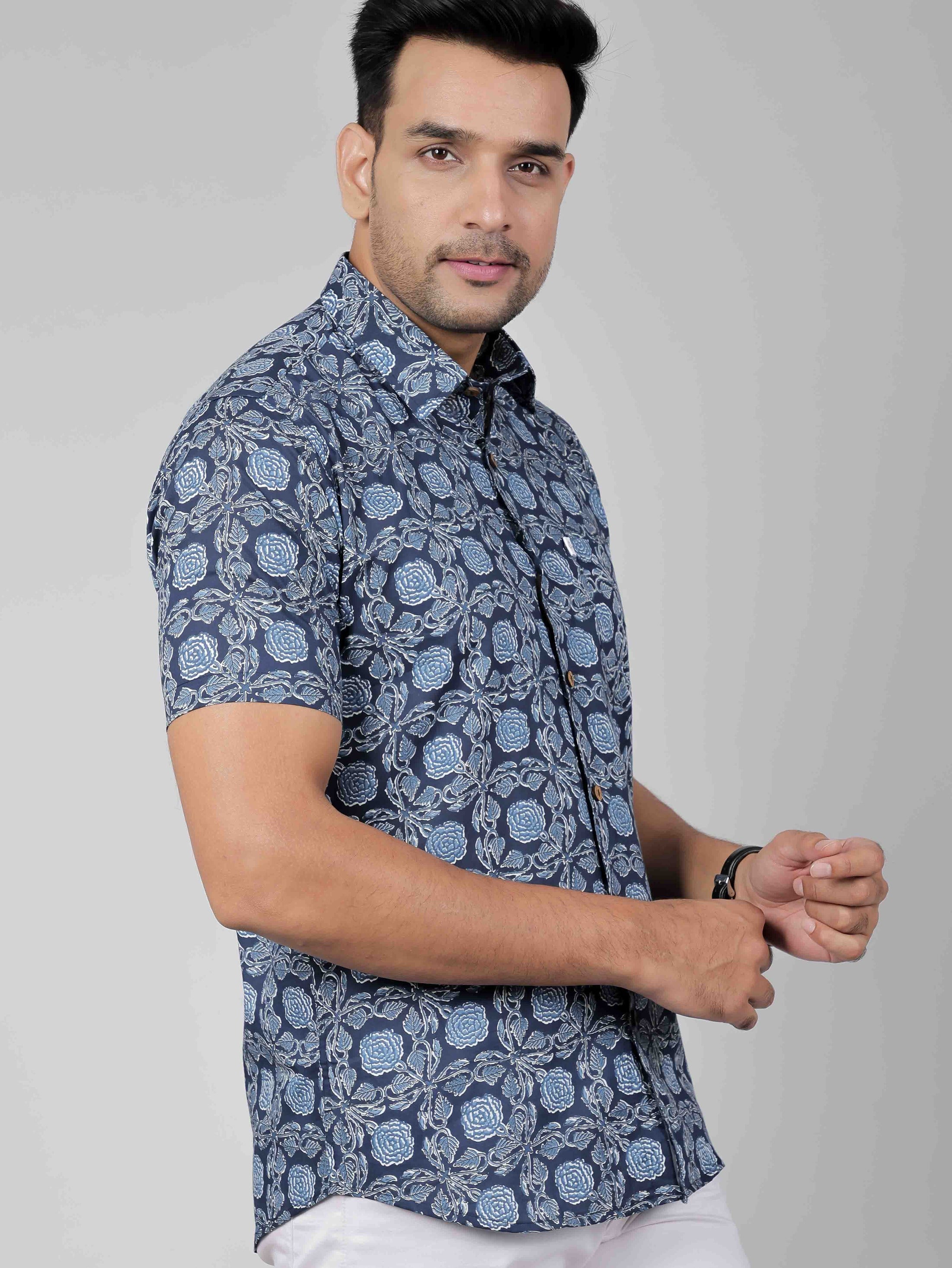 Men by House of Gulab Short Sleeves Cotton Shirt
