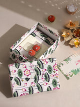 Handmade Diwali Gift Box – Stationery & Desk Essentials Set (Diary, Notepad, Photo Frame, Rakhi Set & Coasters)