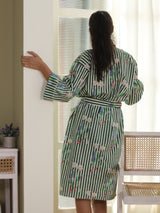 Cotton Kimono Handblock Printed Unisex Bathrobe - Free Size