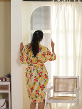 Cotton Kimono Handblock Printed Unisex Bathrobe - Free Size