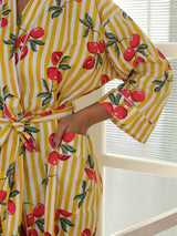Cotton Kimono Handblock Printed Unisex Bathrobe - Free Size