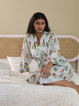 Cotton Kimono Handblock Printed Unisex Bathrobe - Free Size