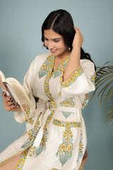 Waffle Cotton Handblock Printed Unisex Bathrobe - Free Size